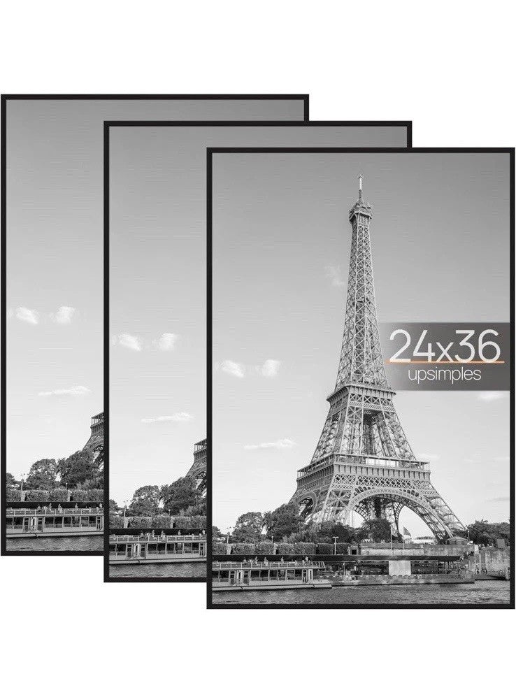 Upsimples Upsimples 24x36 Poster Frames Black 3-Pack, 24 X 36 Photo Frame
