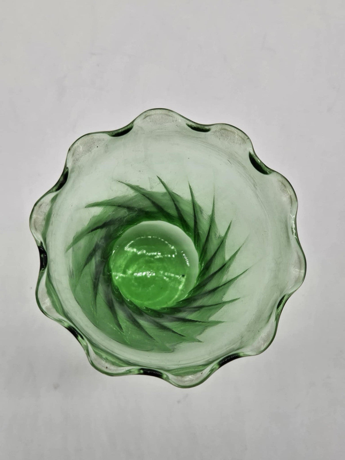 Vintage Glass Swirl Vase With A Green Tint